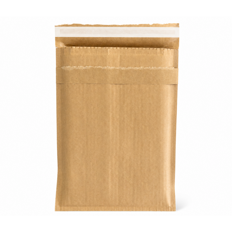 WaveBag RETURNED aperta lungo la strip di apertura, con la seconda striscia adesiva pronta per richiuderla per il reso