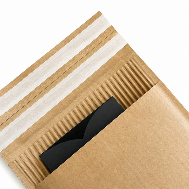 Close-up of the WaveBag 3D padded flap and corrugated paper lining around a boxed item