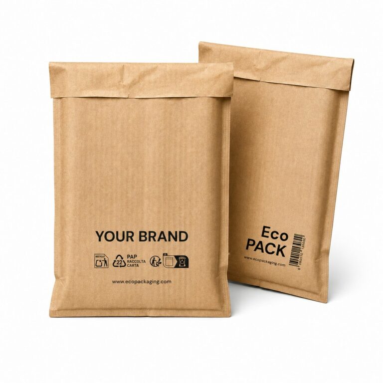 Two WaveBag LIGHT mailers printed with a custom brand logo