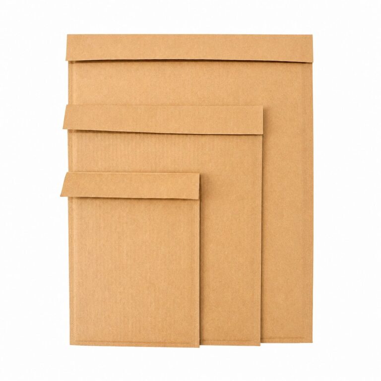 WaveBag STRONG mailers in three sizes, layered to show the size range