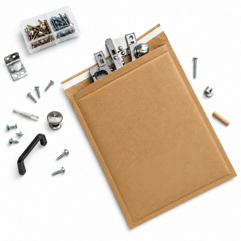 WaveBag STRONG mailer with hardware spare parts such as screws, hinges and a handle