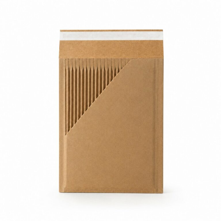Cutaway of a WaveBag STRONG mailer showing the Wave Technology corrugated paper cushioning